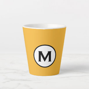 Modern Trendy Mustard Yellow Monogram Latte Mok
