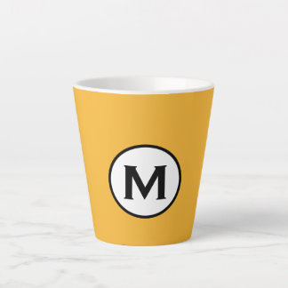 Modern Trendy Mustard Yellow Monogram Latte Mok