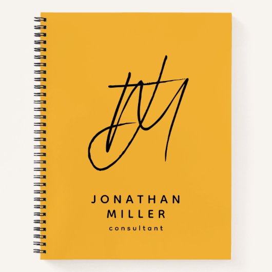 Modern Trendy Mustard Yellow Monogram Notitieboek (Voorkant)