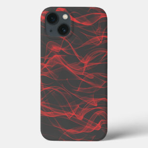 Modern Trendy Neon Red Curvy Line Abstract Patroon iPhone 13 Hoesje