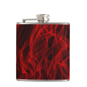 Modern Trendy Neon Red Curvy Line Abstract Patroon Heupfles