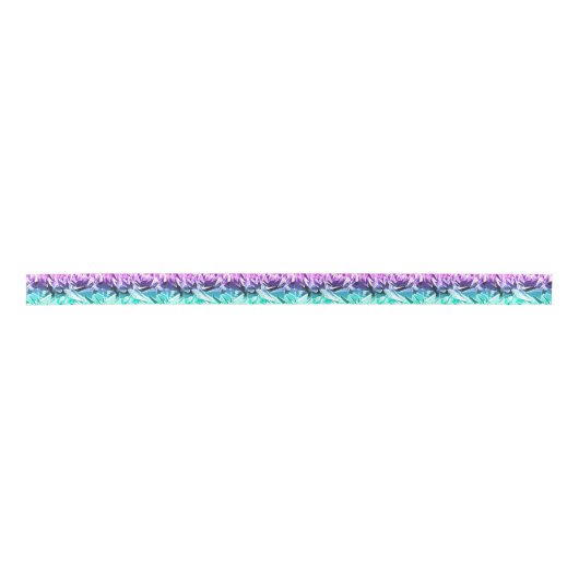 Modern Trendy Paars en Blauwgroen Fractal Geo Lint (Voorkant)