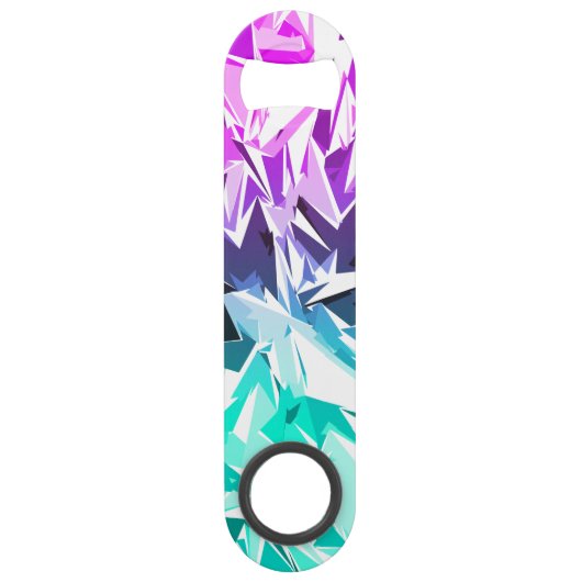 Modern Trendy Paars en Blauwgroen Fractal Geo Mono Speed Flessenopener (Achterkant)