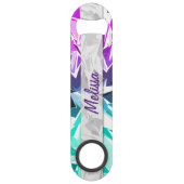 Modern Trendy Paars en Blauwgroen Fractal Geo Mono Speed Flessenopener (Voorkant)