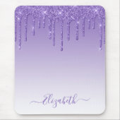 Modern Trendy Paarse glitter in stijlvol script Muismat (Voorkant)