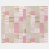 Modern Trendy Patchwork Quilt roze Beige Stripes Fleece Deken (Voorkant (Horizontaal))