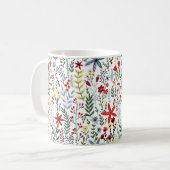 Modern Trendy Pattern of Flowers and Leaves Koffiemok (Voorkant links)