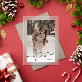 Modern Trendy Photo Elegant Script Christmas Card Acryl Uitnodigingen
