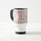 Modern Trendy Pink Gold Leopard Pattern Monogram Reisbeker (Voorkant links)