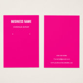 Modern trendy pink jewelry earring display card (Devant & derrière)