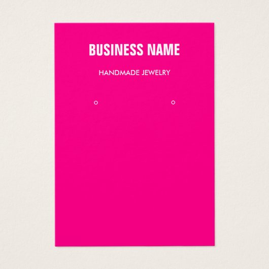 Modern trendy pink jewelry earring display card (Devant)