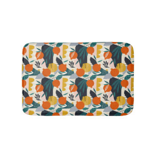 Modern Trendy Preppy Chic Apricot and Leaves Badmat