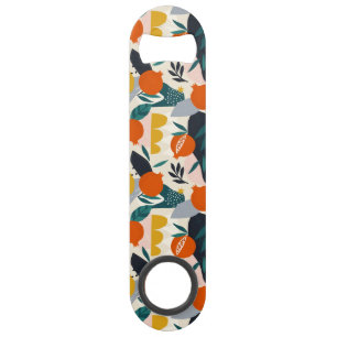Modern Trendy Preppy Chic Apricot and Leaves Speed Flessenopener