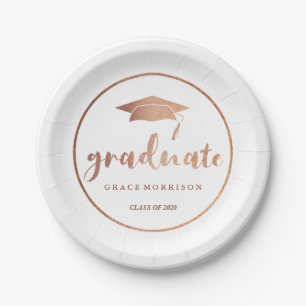 Modern & Trendy Roos Gold-gepersonaliseerd Afstude Papieren Bordje