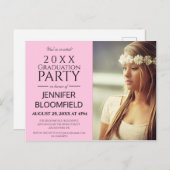 MODERN TRENDY ROZE 2025 AFSTUDEREN UITNODIGING (Voorkant / Achterkant)