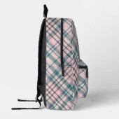Modern Trendy Roze Check geruite Monogram Initiale Bedrukte Rugzak (Links)