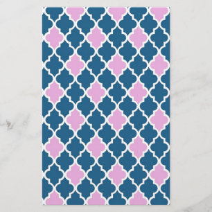 modern, trendy roze en marineblauwe vierblad briefpapier