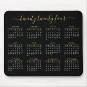 Modern Trendy Script Black Gold 2024-kalender Muismat (Voorkant)