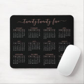 Modern Trendy Script Black Roos Gold 2023-kalender Muismat (Met muis)