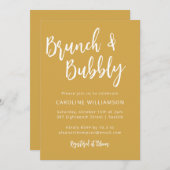 Modern Trendy Script Brunch Bubely Shower Yellow Kaart (Voorkant / Achterkant)