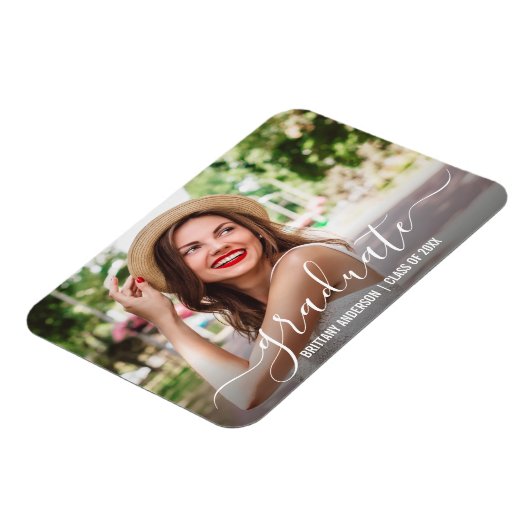 Modern Trendy Script Photo Afstuderen Magneet (Linkerzijde)