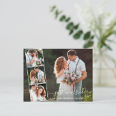 Modern Trendy Script trouwde gewoon 4 foto Briefkaart (Staand voorkant)