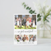Modern Trendy Script We zijn getrouwd 4 foto Briefkaart (Staand voorkant)