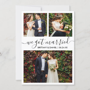 Modern Trendy Script We zijn getrouwd met 3 foto Aankondiging