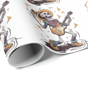 Modern trendy skelet spelen gitaar cadeaupapier
