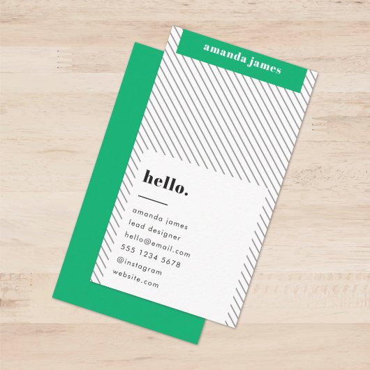 Modern Trendy Stijlvol Groen Diagonaal Stripe Visitekaartje
