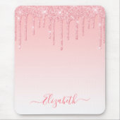 Modern Trendy Stijlvol script Roze Blush Glitter Muismat (Voorkant)