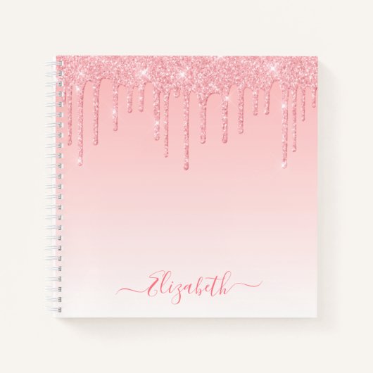 Modern Trendy Stijlvol script Roze Blush Glitter Notitieboek (Voorkant)