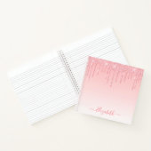 Modern Trendy Stijlvol script Roze Blush Glitter Notitieboek (Binnen)