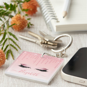 Modern Trendy Stijlvolle Roze Lashes Sleutelhanger