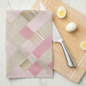 Modern trendy striped Patchwork Quilt roze beige Theedoek (Quarter Fold)