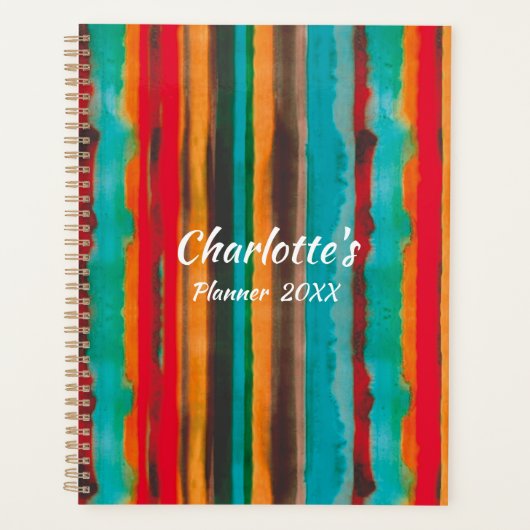 Modern Trendy Stripes Personalized Planner (Voorkant)