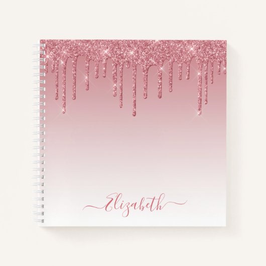 Modern Trendy Stylish Script Dusty Pink Glitter Notitieboek (Voorkant)
