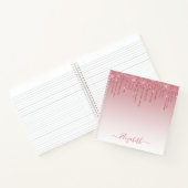 Modern Trendy Stylish Script Dusty Pink Glitter Notitieboek (Binnen)
