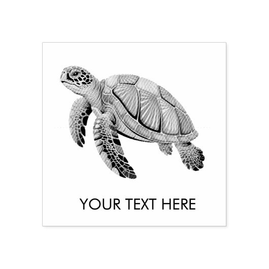 Modern Trendy Summer Sea Turtle Ocean Nautical Rubberstempel (Afrduk)