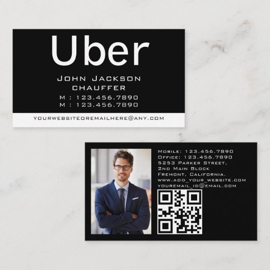 Modern & Trendy Taxi Cab Driver photo qr code Visitekaartje (Voorkant / Achterkant)