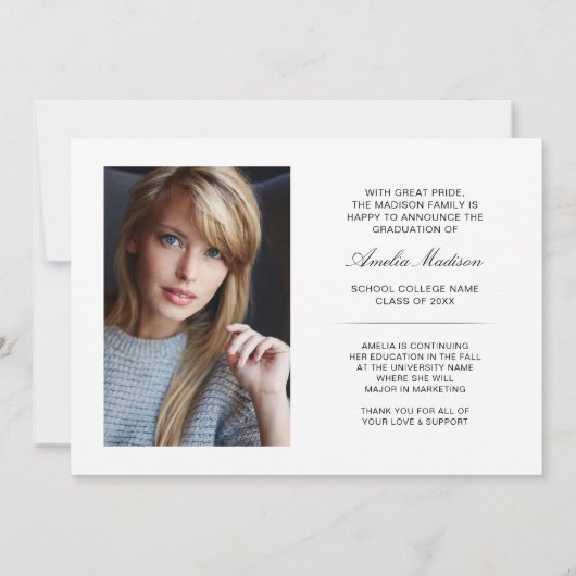 Modern Trendy Transparant High Tech Photo Afstudee Aankondiging (Achterkant)