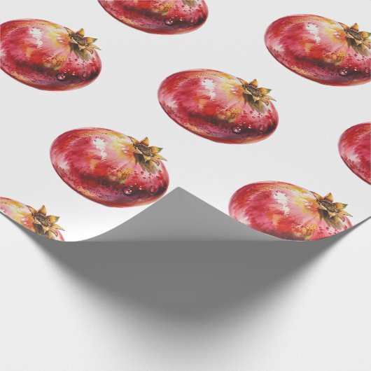 Modern Trendy Watercolor Fruit  Pomegranate Cadeaupapier (Hoek)
