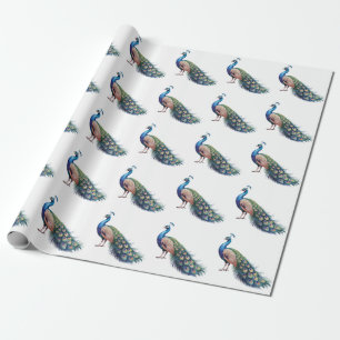 Modern trendy Waterverf pauw patroon Cadeaupapier