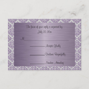 Modern Trendy Wedding in een Amethyst Paarse Damas RSVP Kaartje