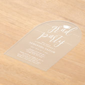 Modern Trendy White Script Afstudeerder Party Door Acryl Uitnodigingen (Laagn)