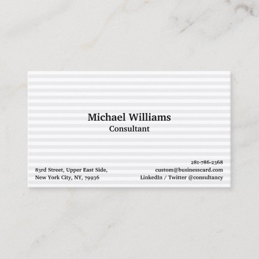 Modern Trendy White Stripes Pattern Professional Visitekaartje (Voorkant)