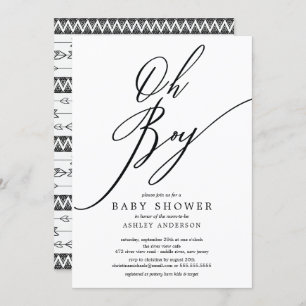 Modern Tribal Oh Boy Baby shower Kaart