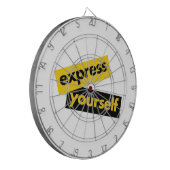 Modern, trillend, bold graphic of Express Yourself Dartbord (Voorkant Links)