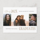 Modern Trio Multi-Photo Afstuderen Aankondiging Briefkaart (Voorkant)
