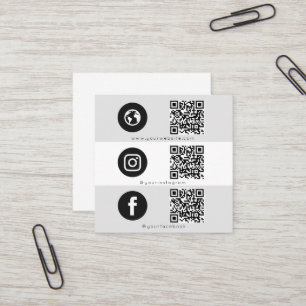 Modern Triple Icon & QR Code Social Media Logo Vierkante Visitekaartje